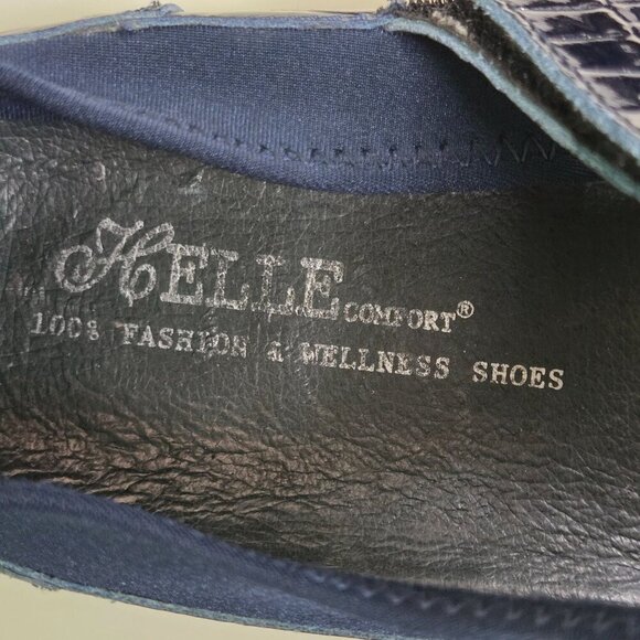 Helle Comfort Lidia Maryjane Croc Embossed Fabric Navy Driving Loafers Size 42 - Picture 8 of 10